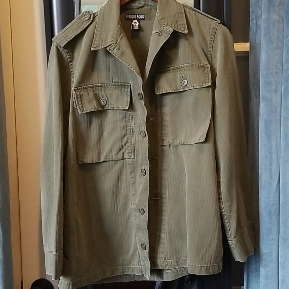 Oversized Military Green Button-up Shirt